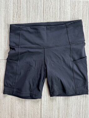 lululemon athletica Black High-Rise Bike Shorts with Side Pockets